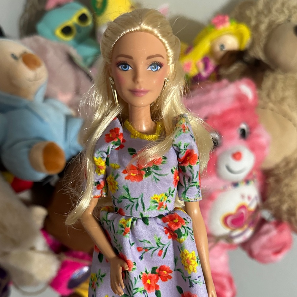 Barbie Doll in Floral Dress with Earrings